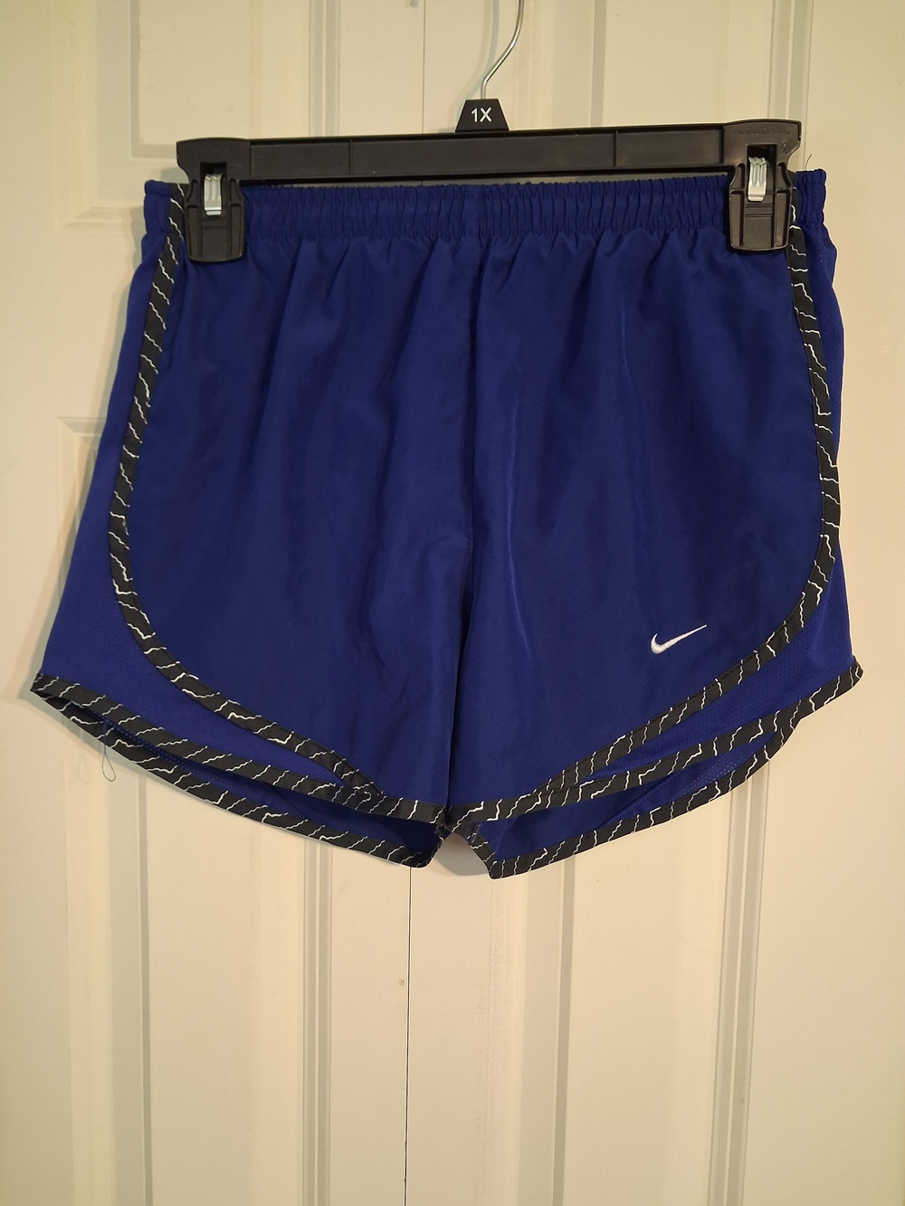 Nike Women's Blue Dri-FIT Athletic Shorts with Black Trim